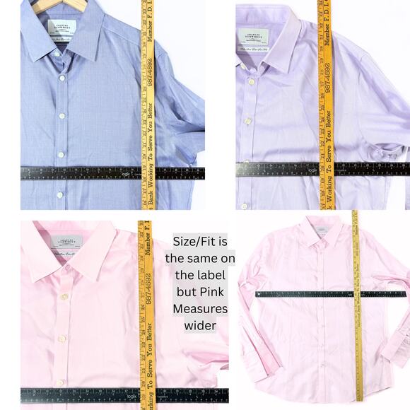 Charles Tyrwhitt Lot 3 Extra Slim French Cuff Non-Iron Dress Shirts Pink 17.5 35 - Picture 5 of 10